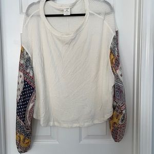 Patchwork Scarf sleeve shirt